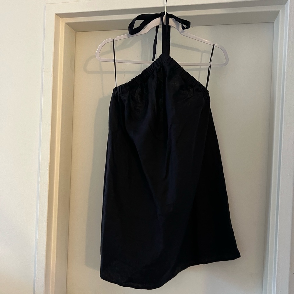 Reformation linen halter mini dress